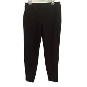 Elle Black Skinny Fit Womens Elastic Waist Pants Size L Minimalist Pull On